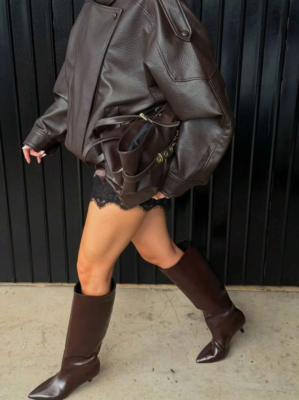 Chaqueta efecto cuero oversize
