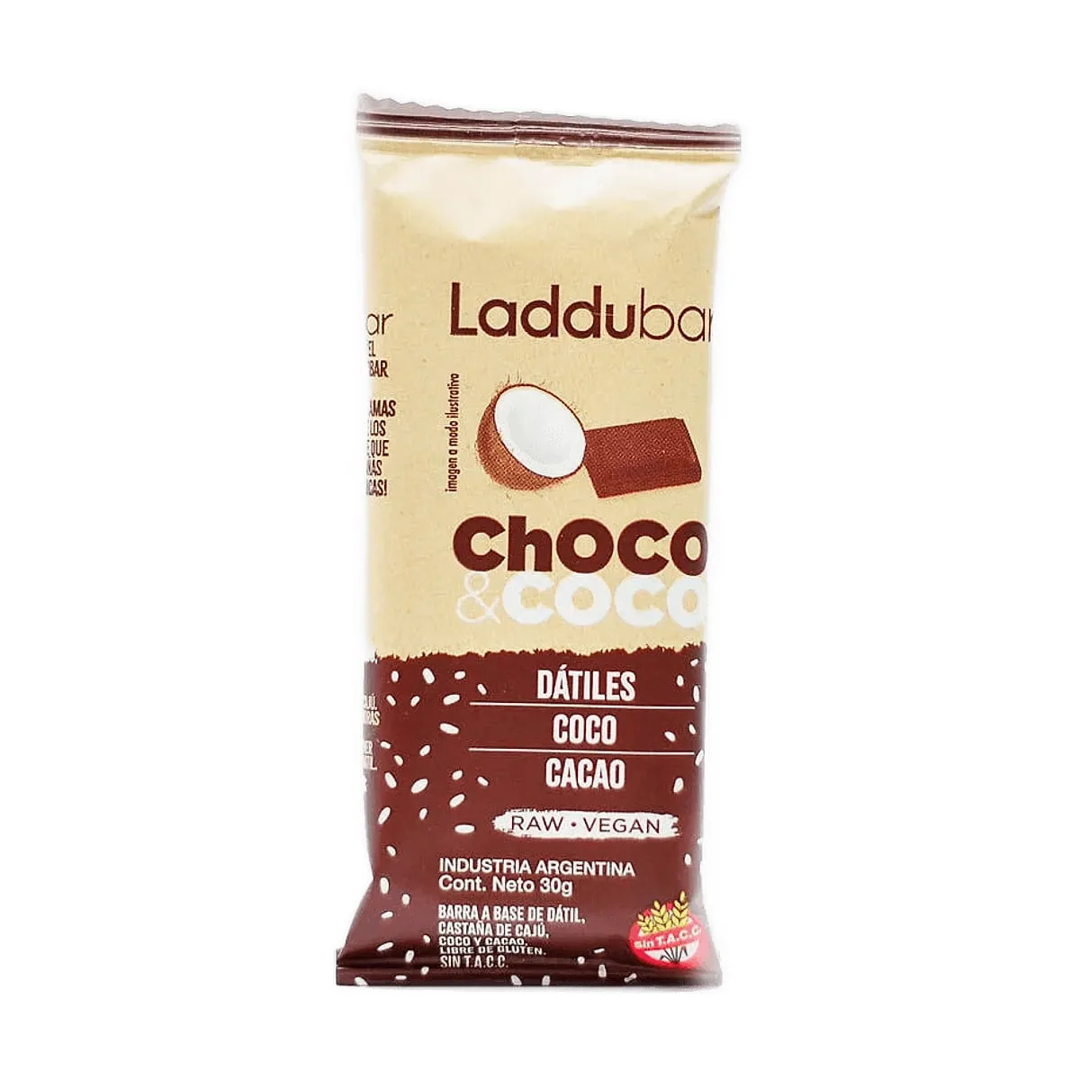 Laddubar - Barritas sabor coco y chocolate x 30 gr
