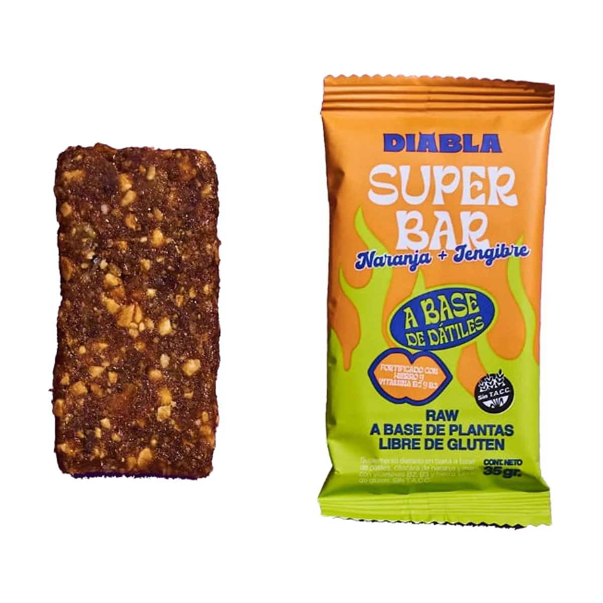 Diabla - Super barra sabor naranja y jengibre x 35 gr