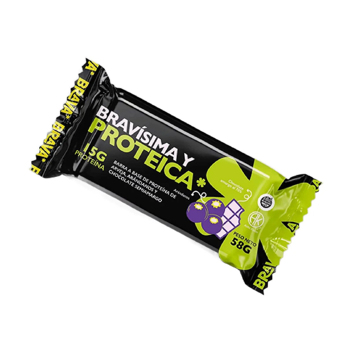 Brava - Barra proteica de arándanos y chocolate semiamargo x 58 gr