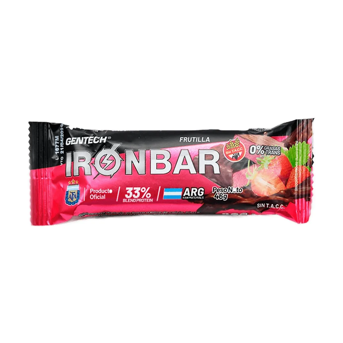 Gentech - Ironbar sabor frutilla x 46 gr