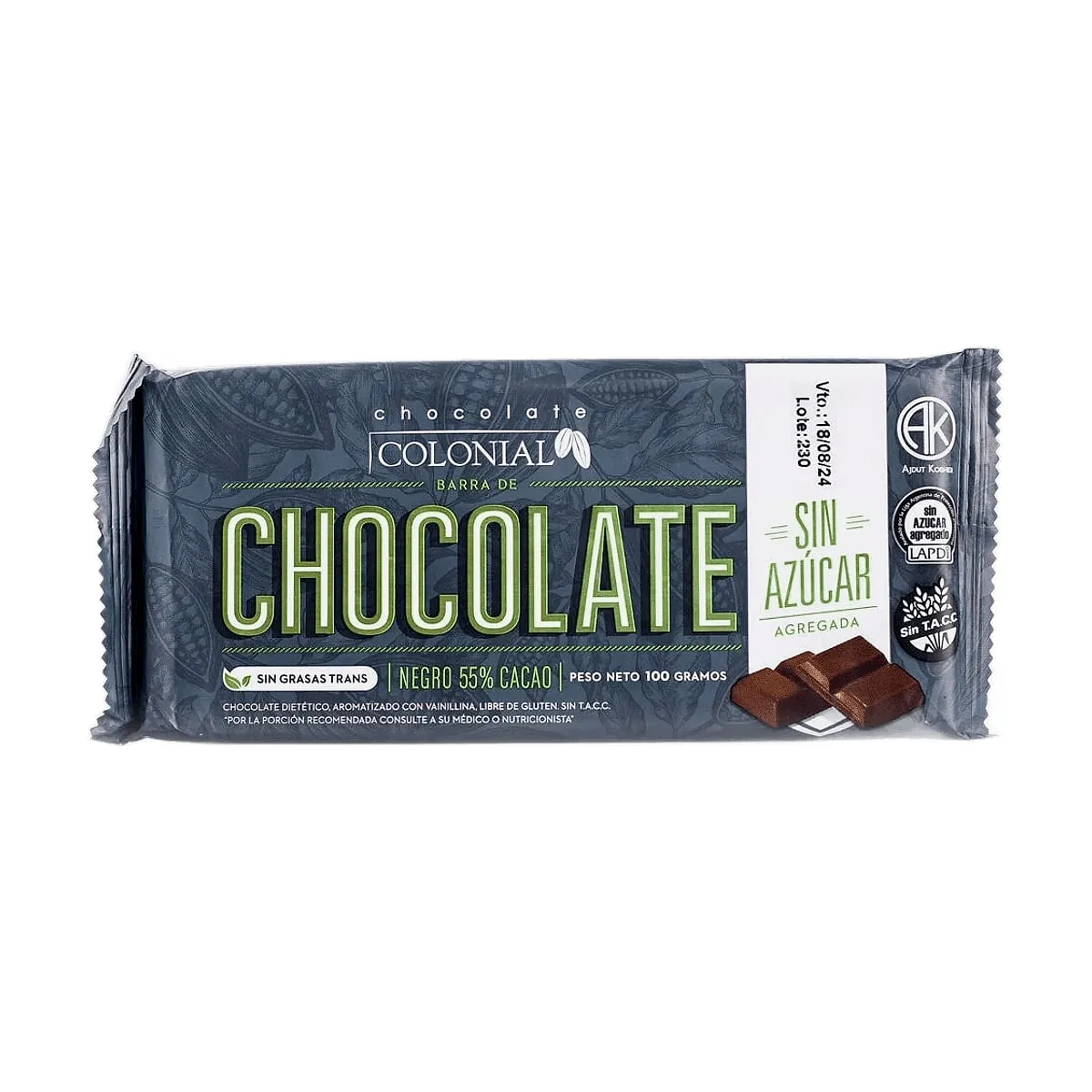 Colonial - Barra de chocolate 55% cacao s/a x 100 gr