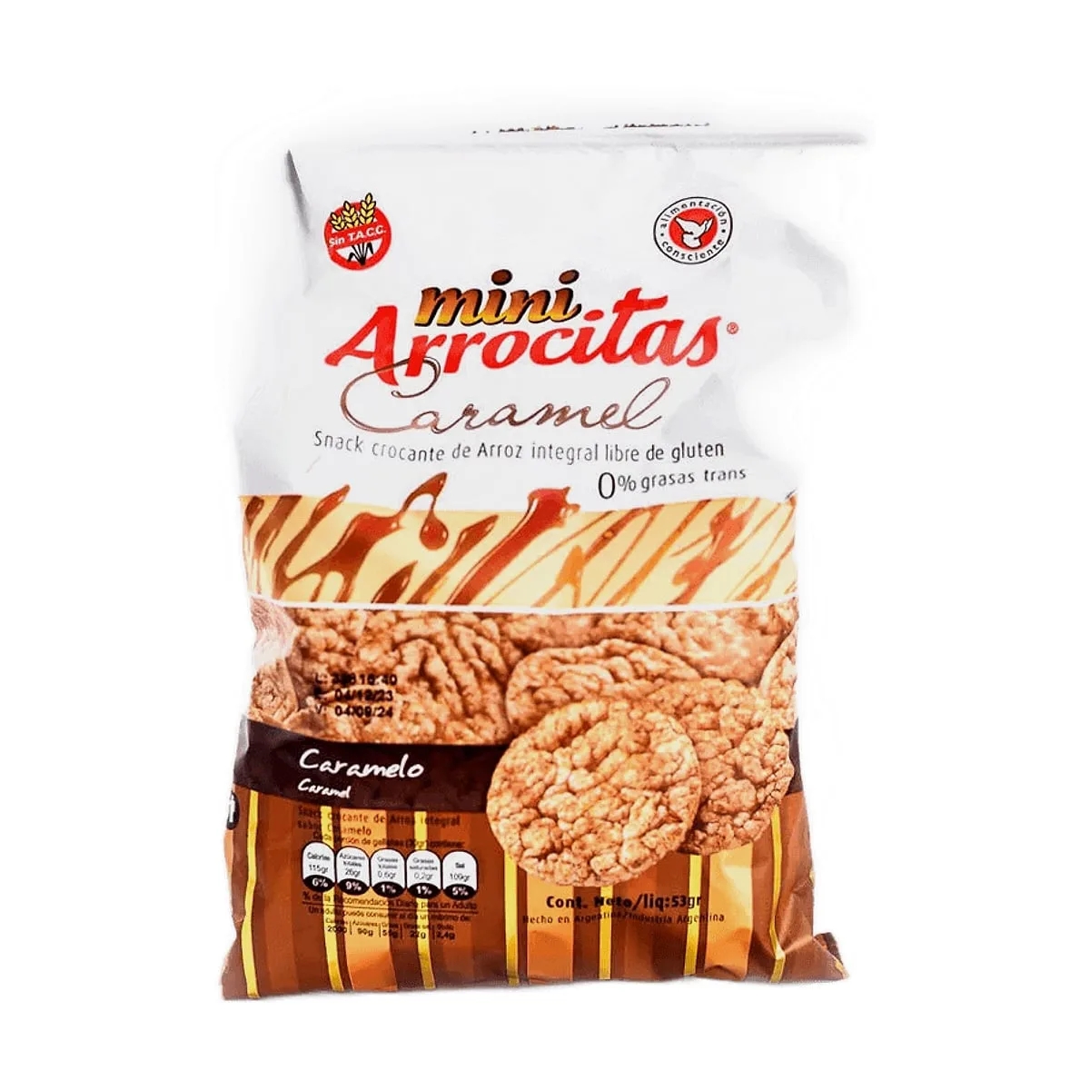 Mini Arrocitas - Galletitas de arroz integral con caramel x 53 gr