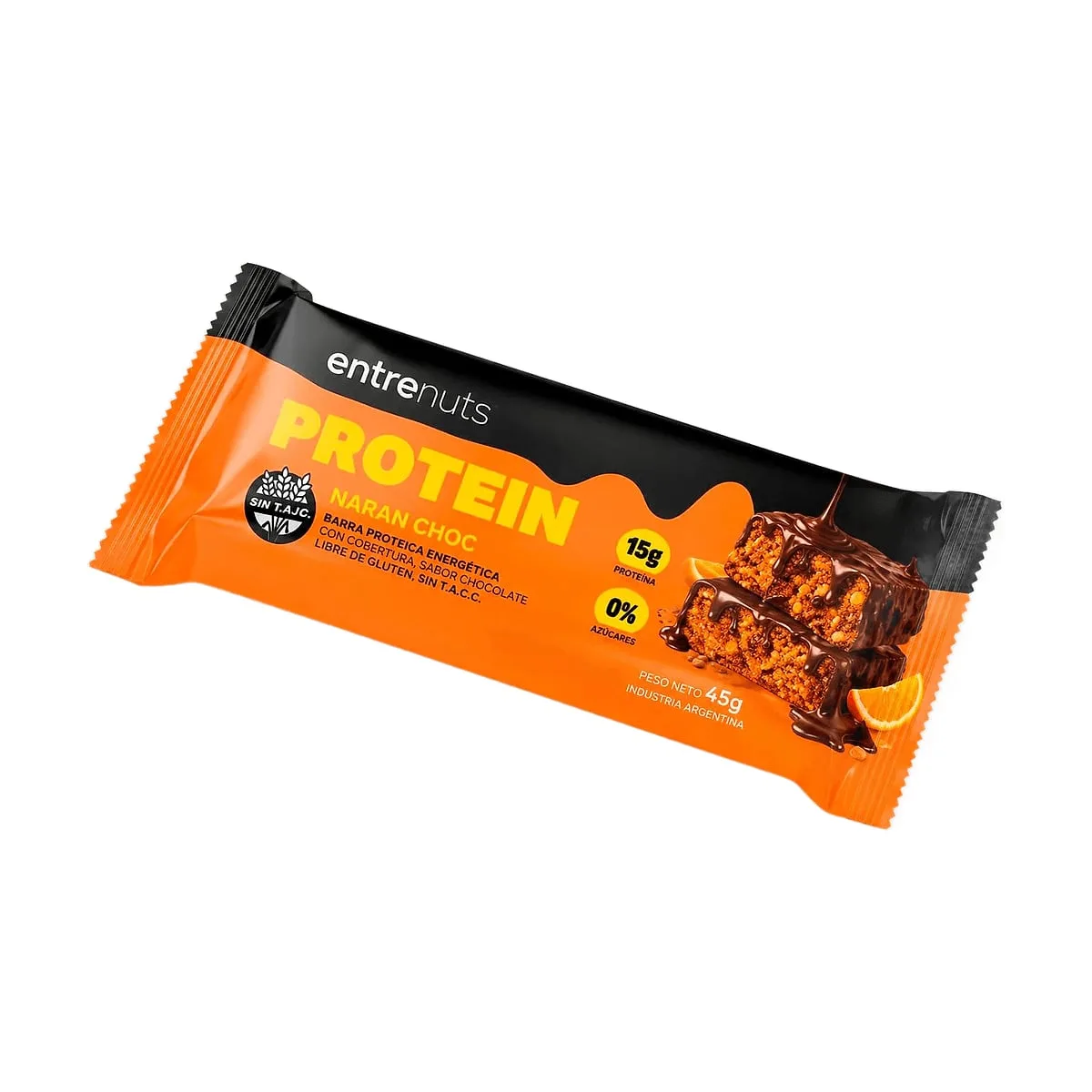 Entrenuts - Barra proteica con chocolate y naranja x 45 gr