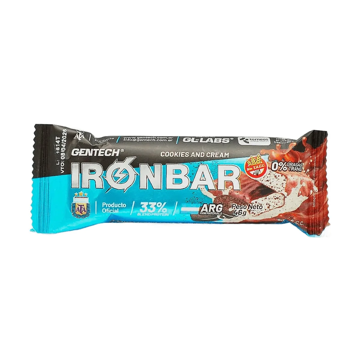 Gentech - Iron bar sabor cookies and cream x 46 gr