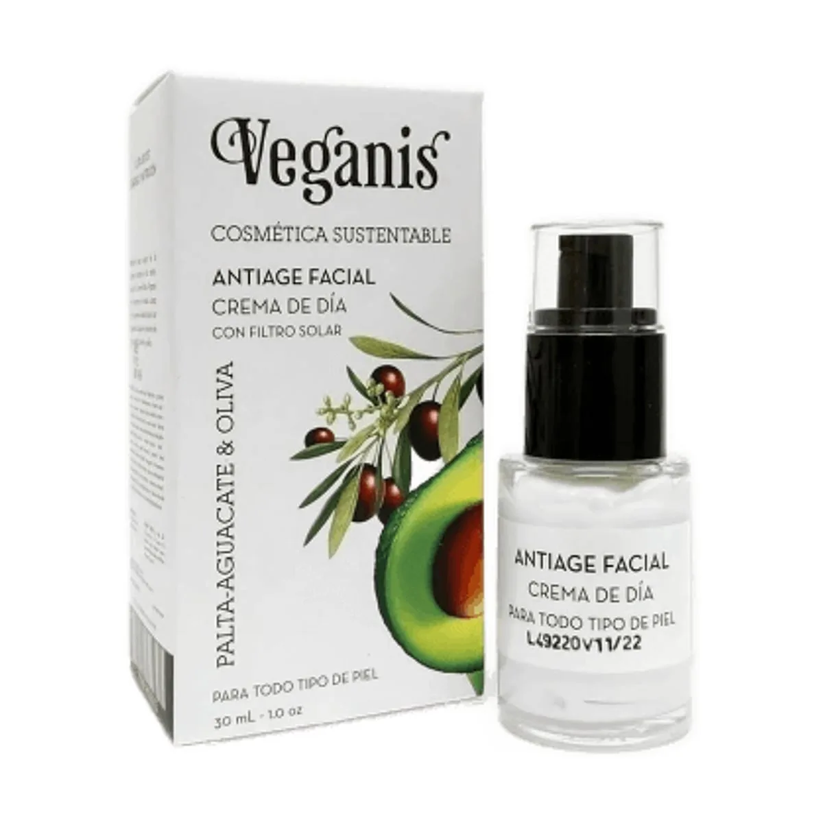 Veganis - Crema facial con filtro solar palta y oliva x 30 ml