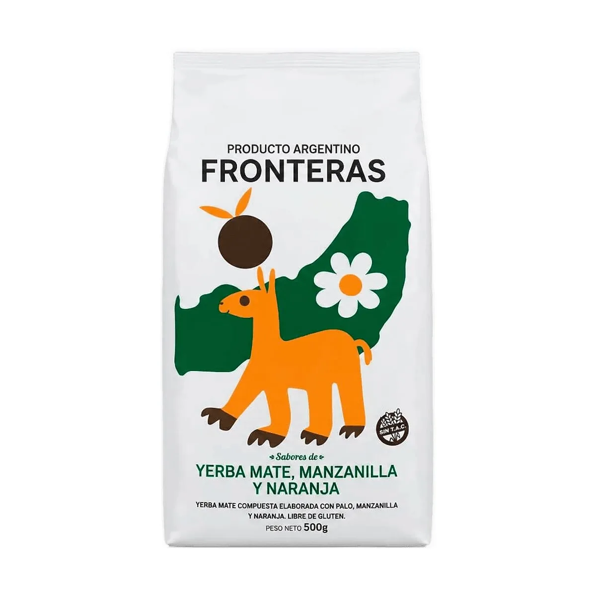 Fronteras - Yerba mate de manzanilla y naranja repuesto x 500 gr