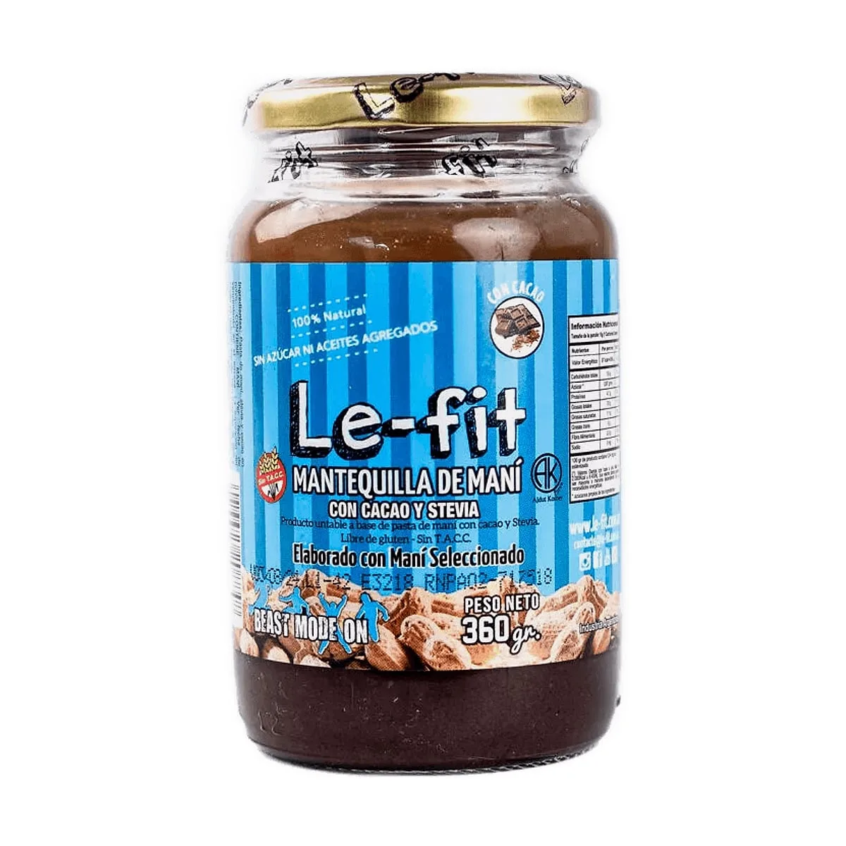 Le Fit - Mantequilla de mani sabor chocolate x 360 gr
