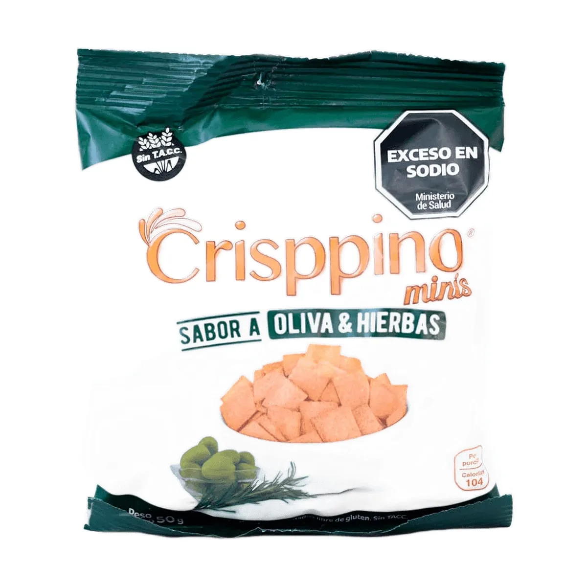 Crisppino - Galletita de arroz sabor oliva y hierbas x 50 gr