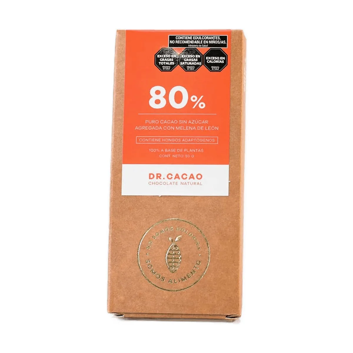 Dr Cacao - Chocolate al 80% de cacao con xilitol y melena de leon x 50 gr