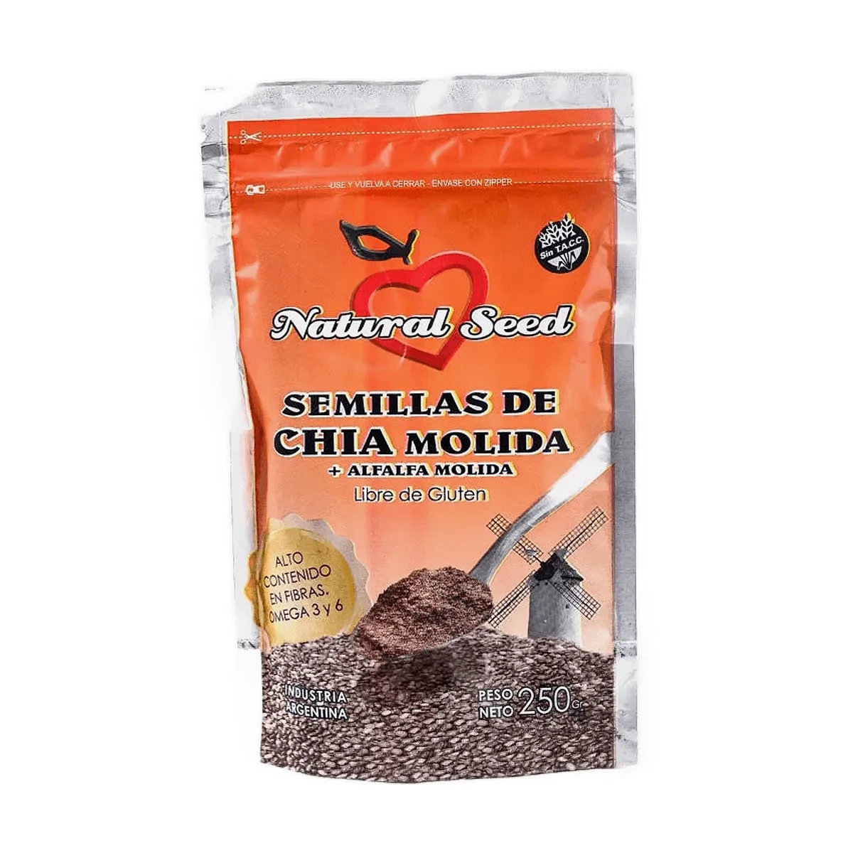 Natural Seed - Semillas de chia + alfalfa molidas x 250 gr