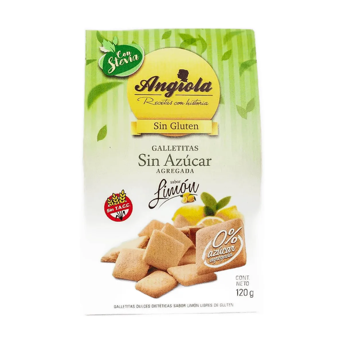 Angiola - Galletitas dulces sin azúcar sabor limón x 120 gr