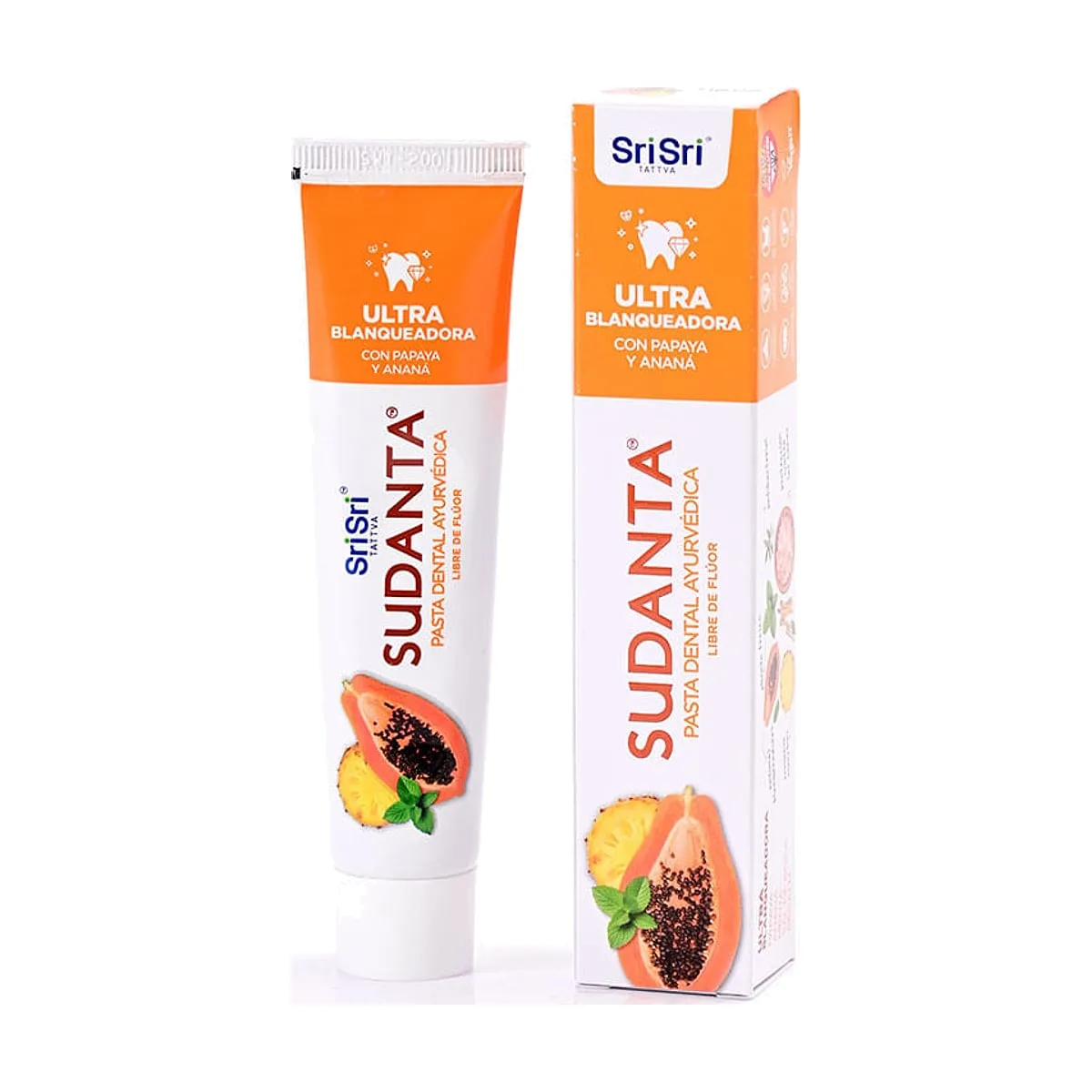 Sri Sri - Pasta dental libre de flúor ultra blanqueadora x 50 gr