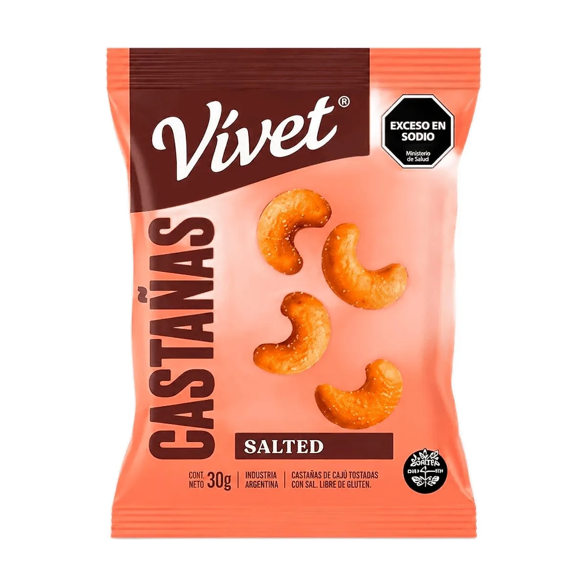 Vivet - Castañas de caju tostadas y saladas x 30 gr