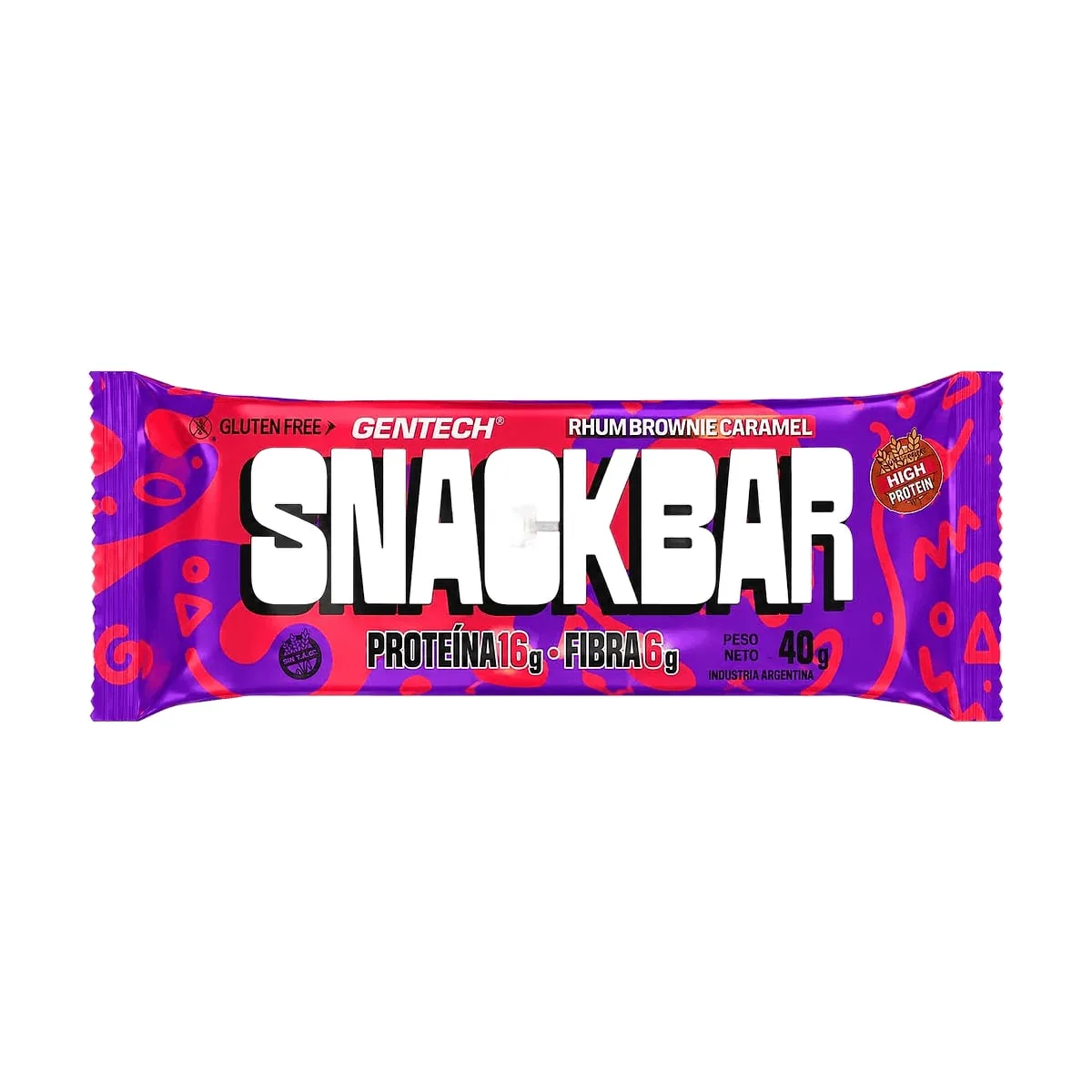 Gentech - Snackbar sabor brownie caramel x 40 gr