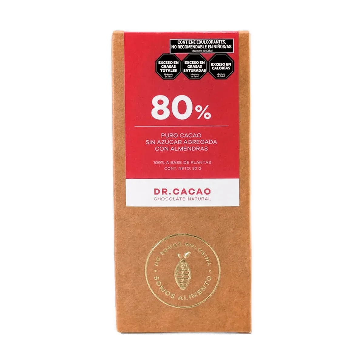 Dr Cacao - Chocolate al 80% de cacao con almendras y chocolate amargo x 50 gr