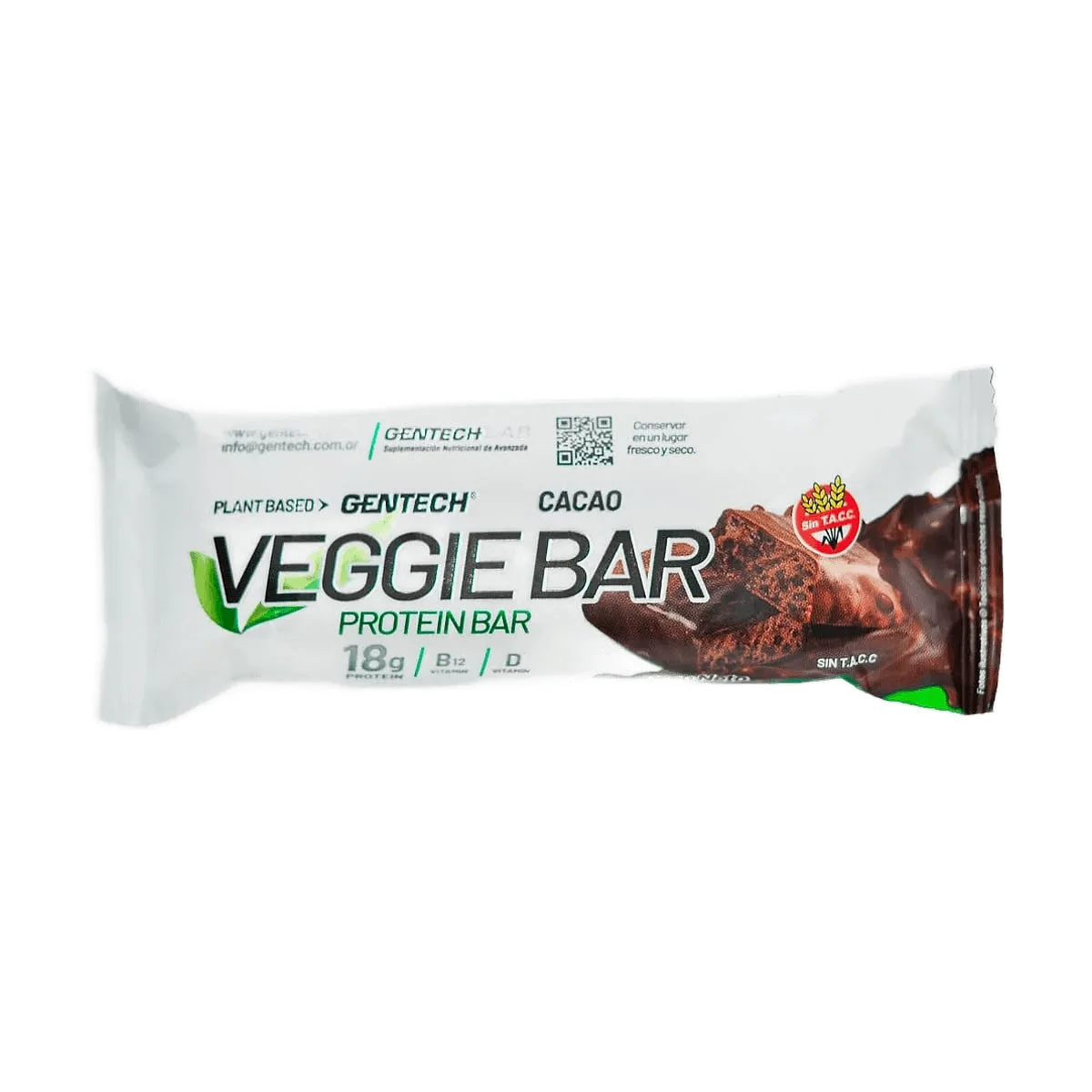 Gentech - Barra proteica cacao veggiebar x 60 gr