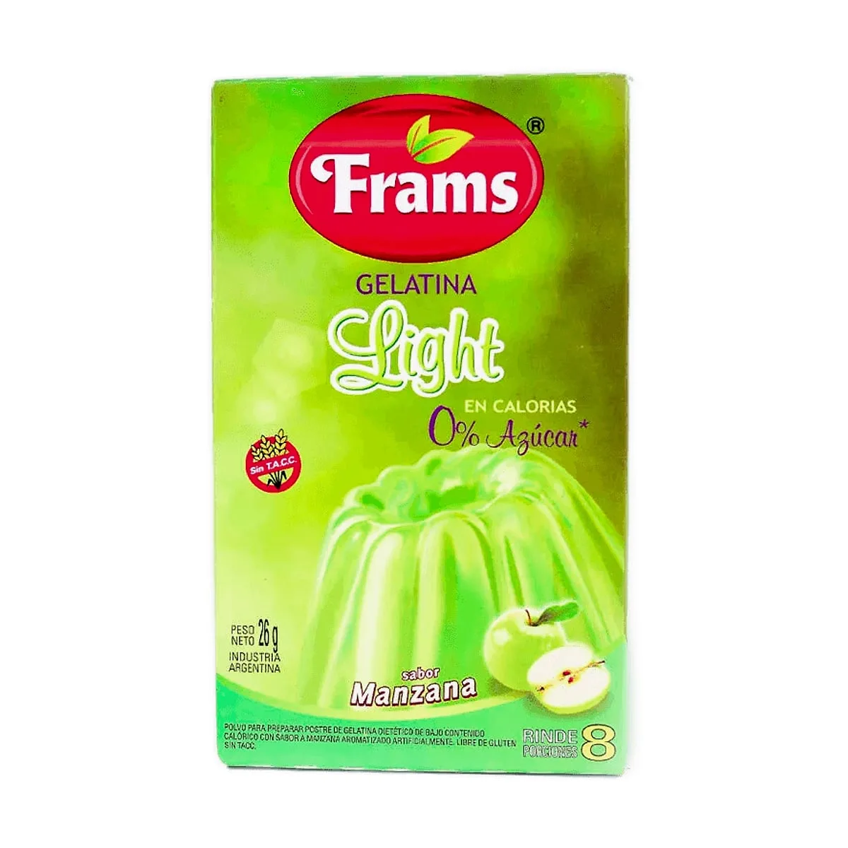 Frams - Gelatina light sabor manzana x 26 gr