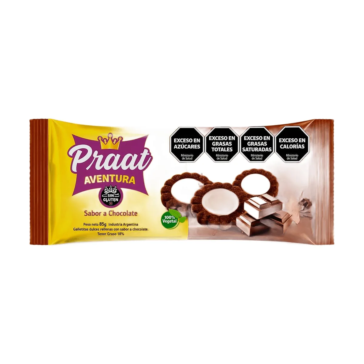 Praat - Galletitas dulces aventura sabor chocolate x 85 gr