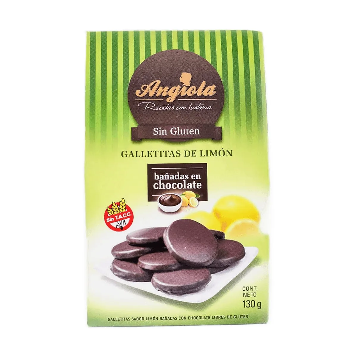 Angiola - Galletitas de limón bañadas de chocolate x 120 gr