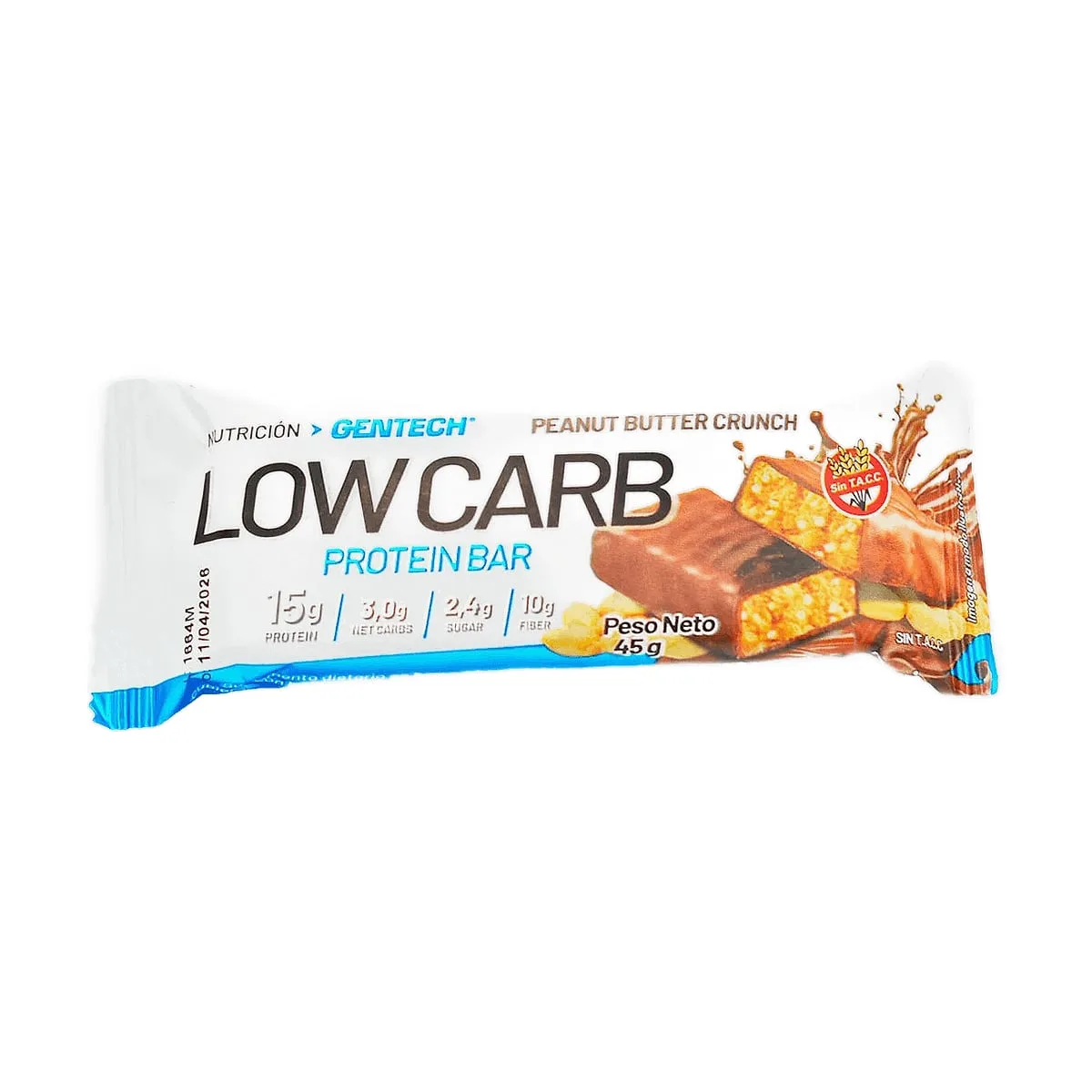Gentech - Barra proteica peanut butter crunch (low carb) x 60 gr