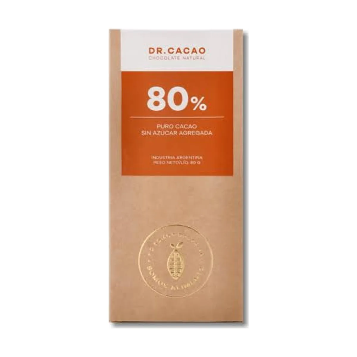 Dr Cacao - Chocolate al 80% de cacao sin azucar x 80 gr