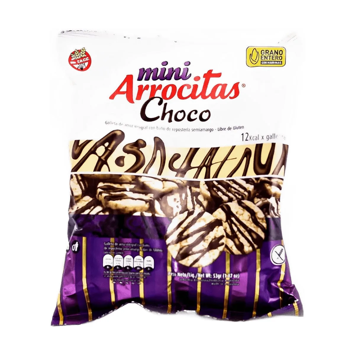Mini Arrocitas - Galletitas de arroz integral con baño de chocolate x 53 gr