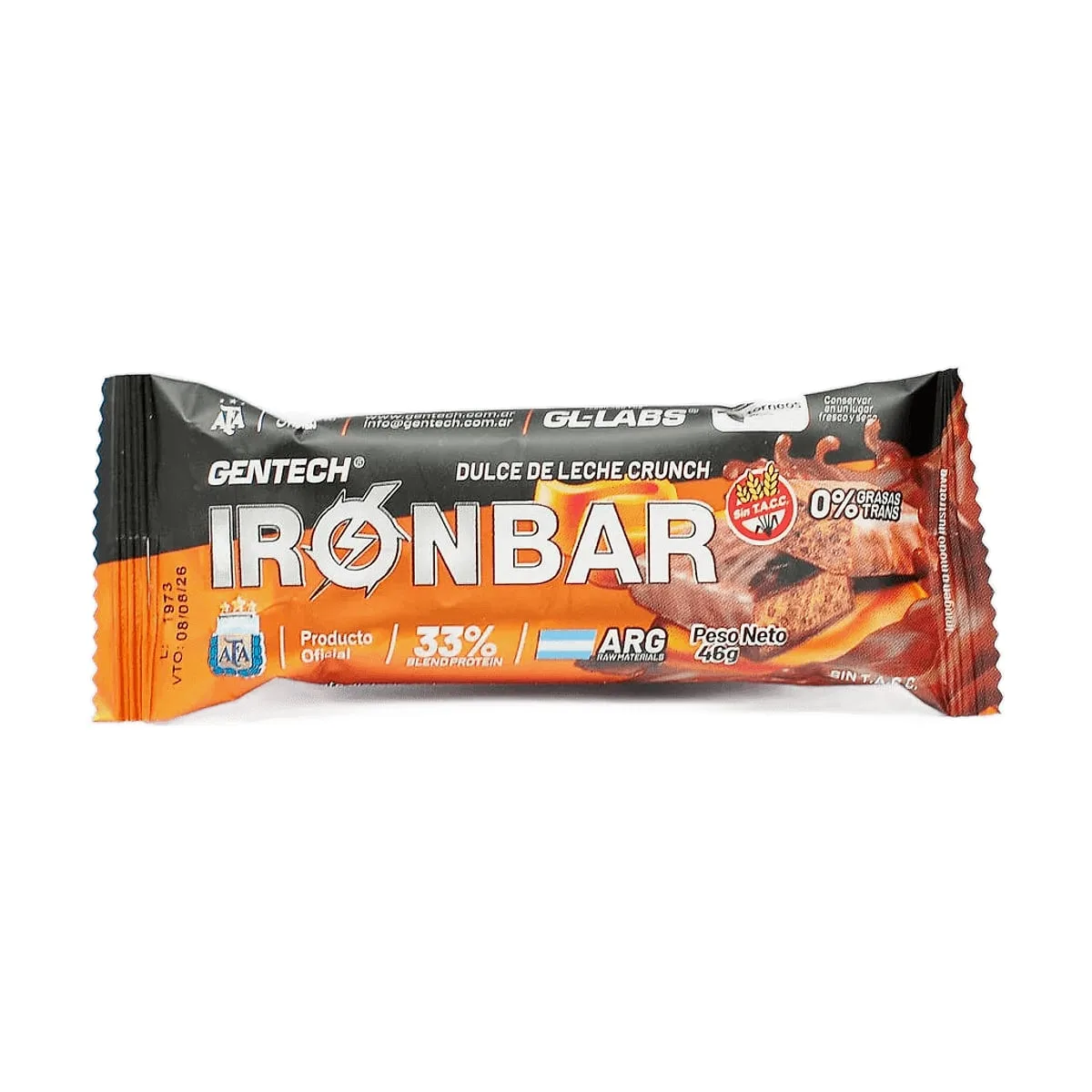 Gentech - Iron bar sabor dulce de leche x 46 gr