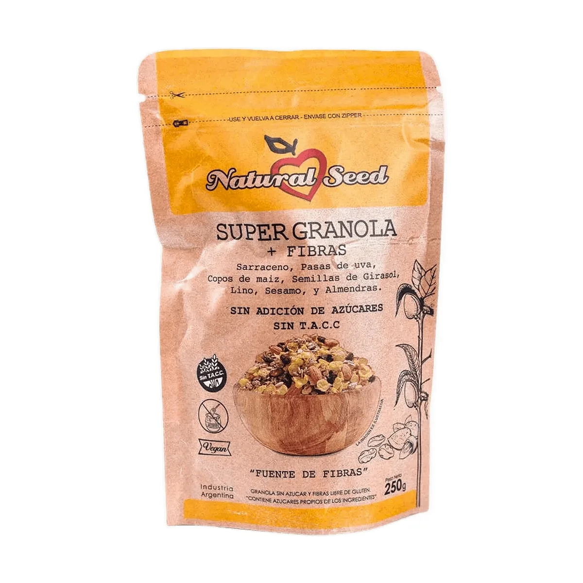 Natural Seed - Súper granola sin azúcar x 250 gr