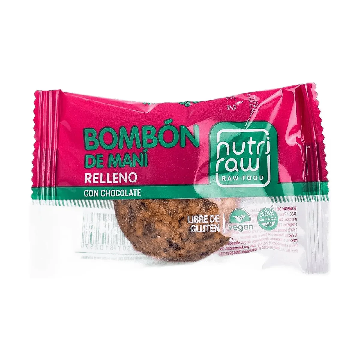 Nutri Raw - Bombon de mani relleno c/chocolate x 30 gr