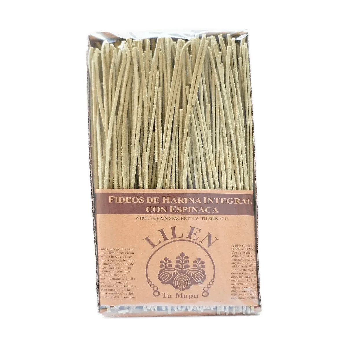 Lilen - Fideos de harina integral con espinaca x 500 gr
