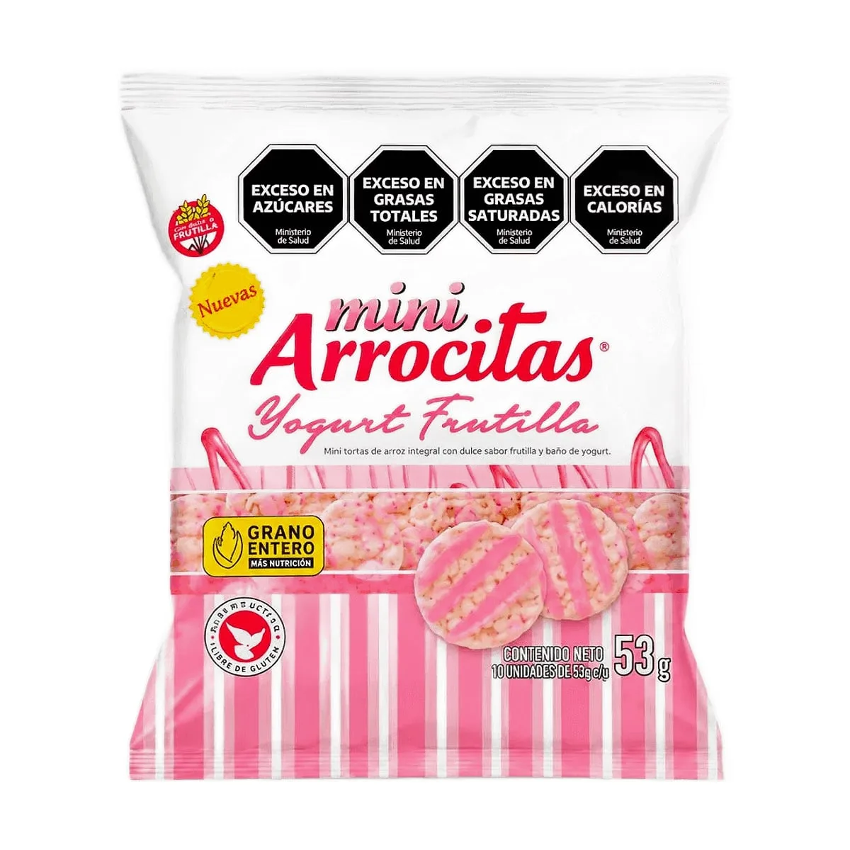 Mini Arrocitas - Galletitas de arroz integral sabor frutilla x 53 gr