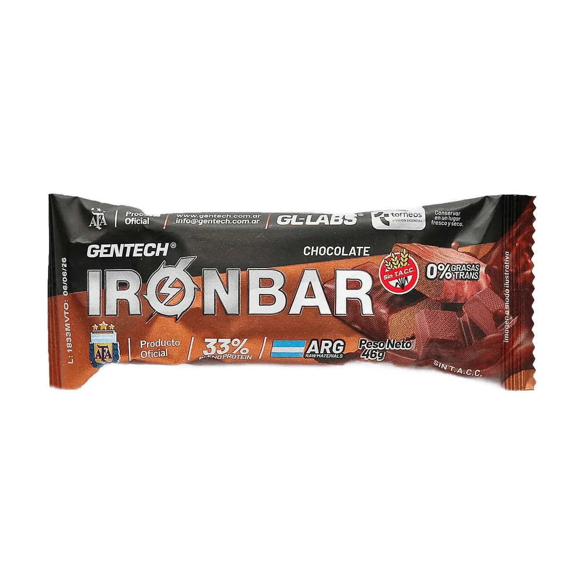 Gentech - Ironbar sabor chocolate x 46 gr