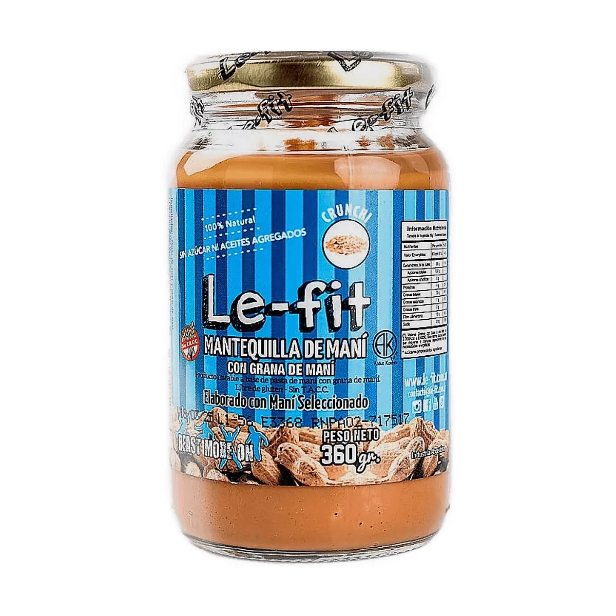 Le Fit - Mantequilla de mani crunchy x 360 gr