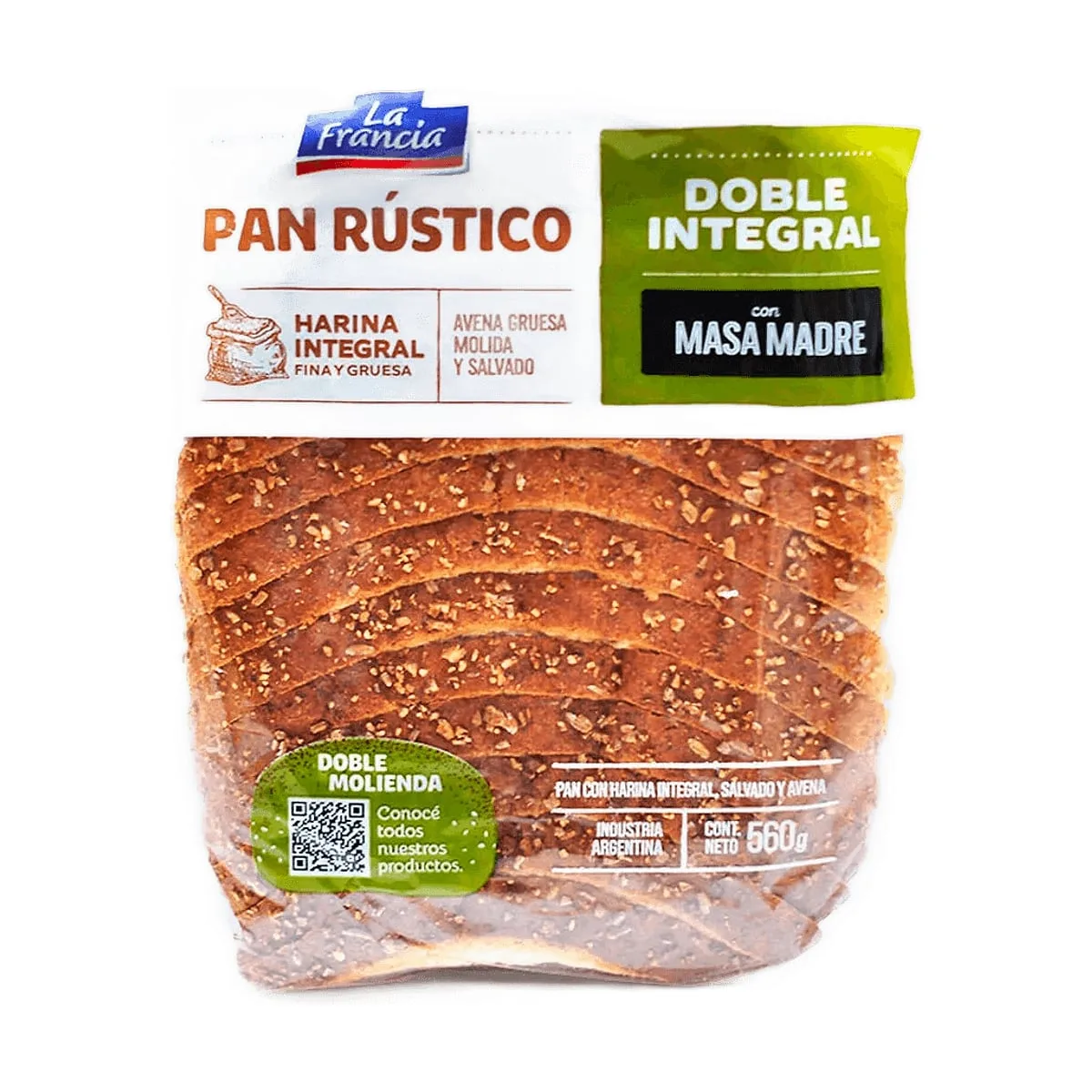 La Francia - Pan rustico doble integral x 560 gr