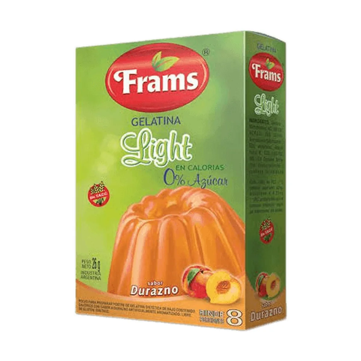 Frams - Gelatina light sabor durazno x 26 gr