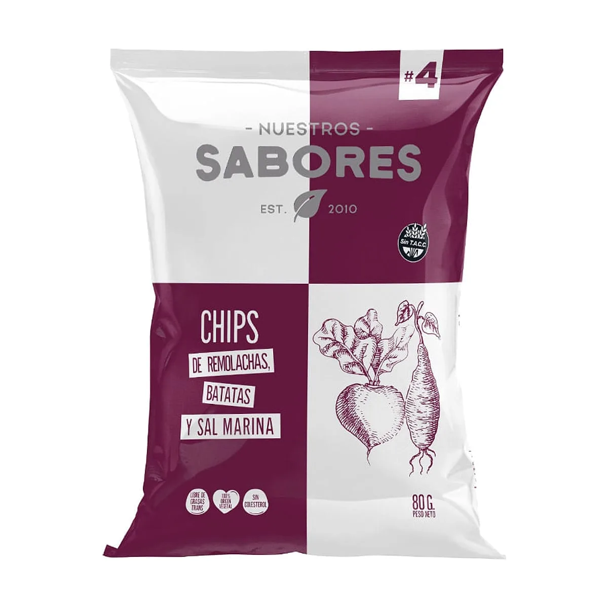 Nuestros Sabores - Chips de remolachas, batatas y sal marina x 80 gr