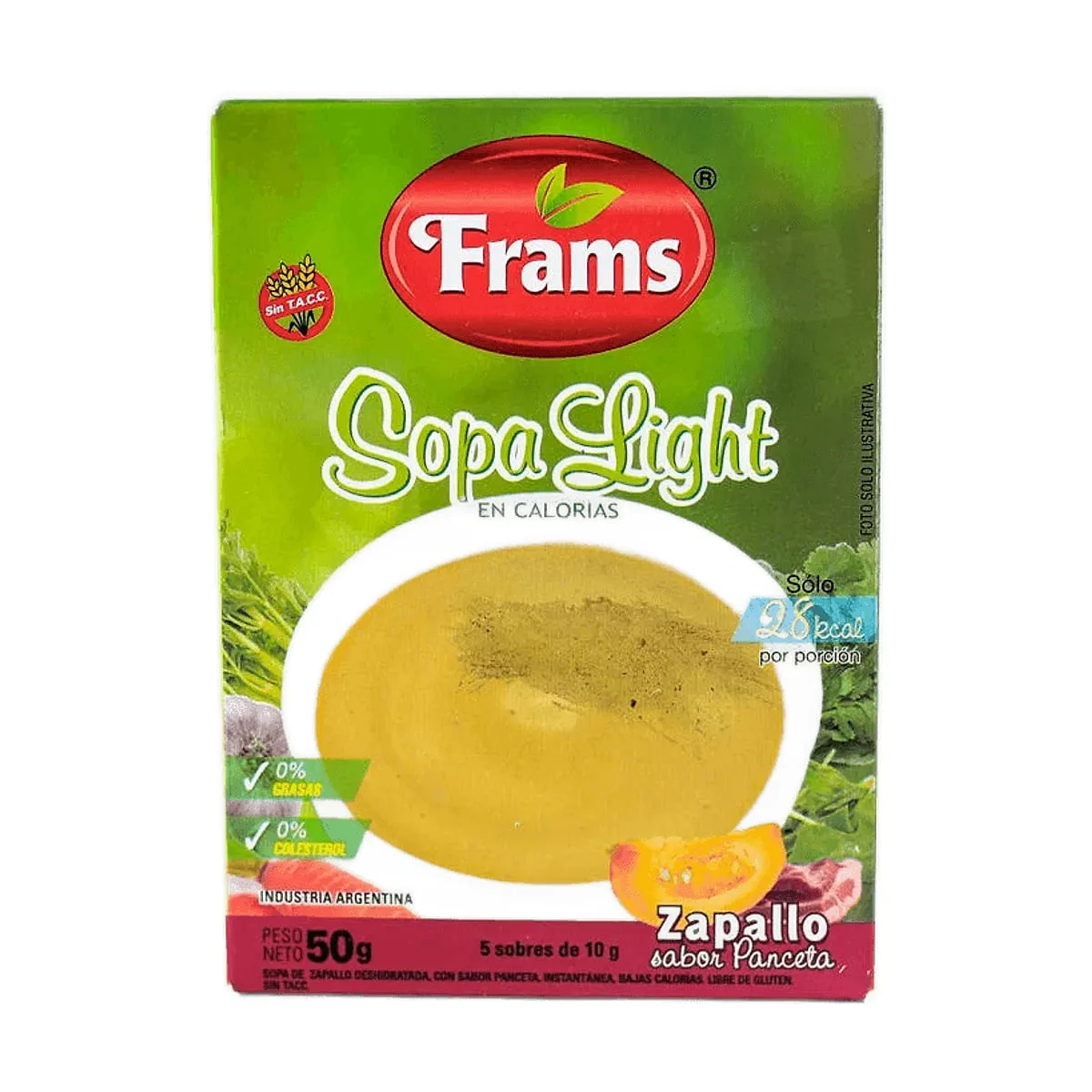 Frams - Sopa instantanea light sabor zapallo y panceta x 50 gr