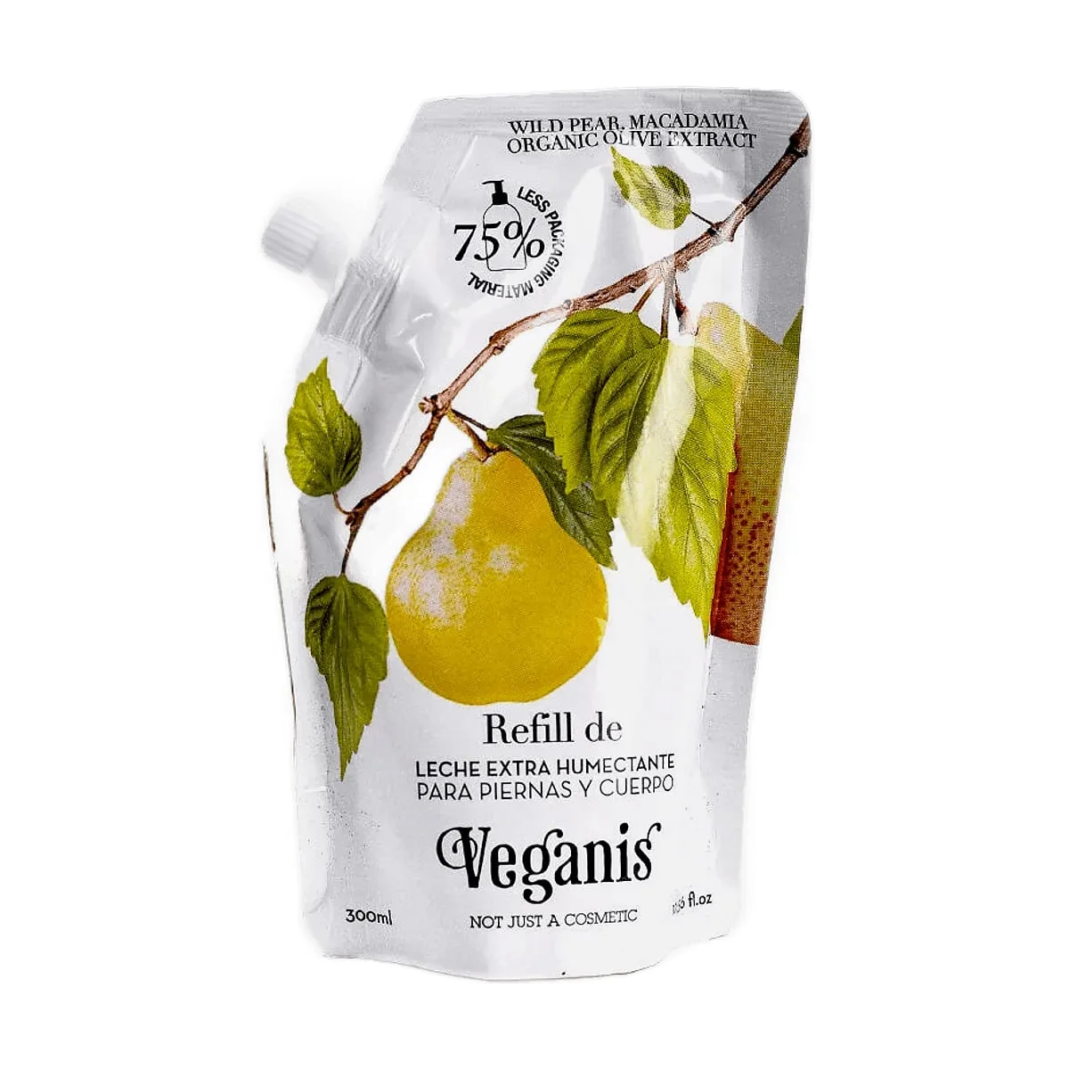 Veganis - Refill leche extra humectante p/piernas y cuerpo de pera y macadamia x 300 ml