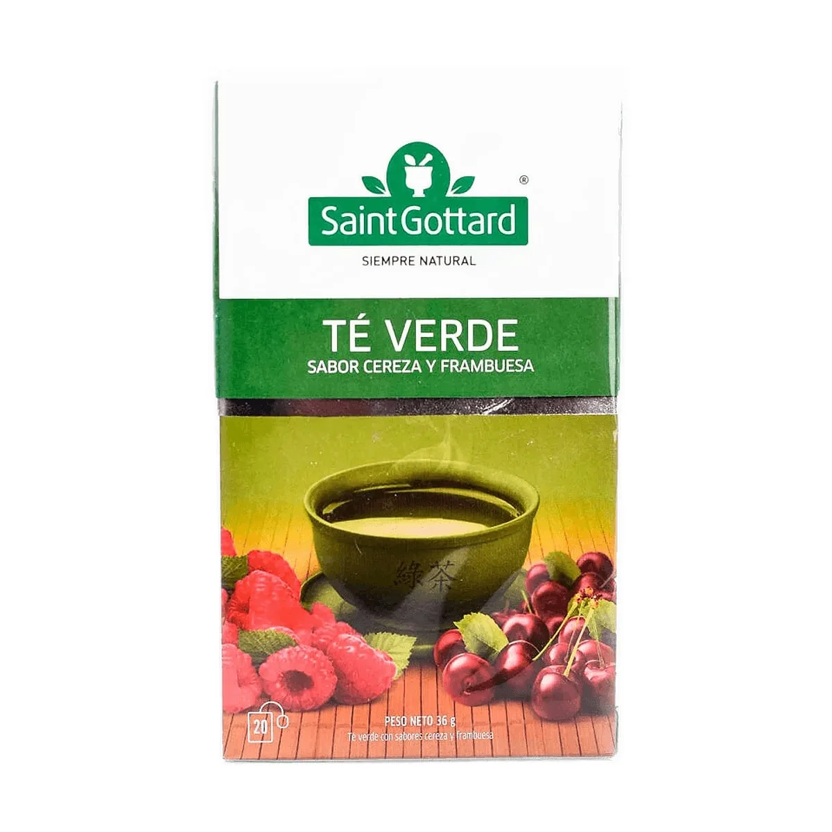 Saint Gottard - Té verde sabor cereza y frambuesa x 20 saq