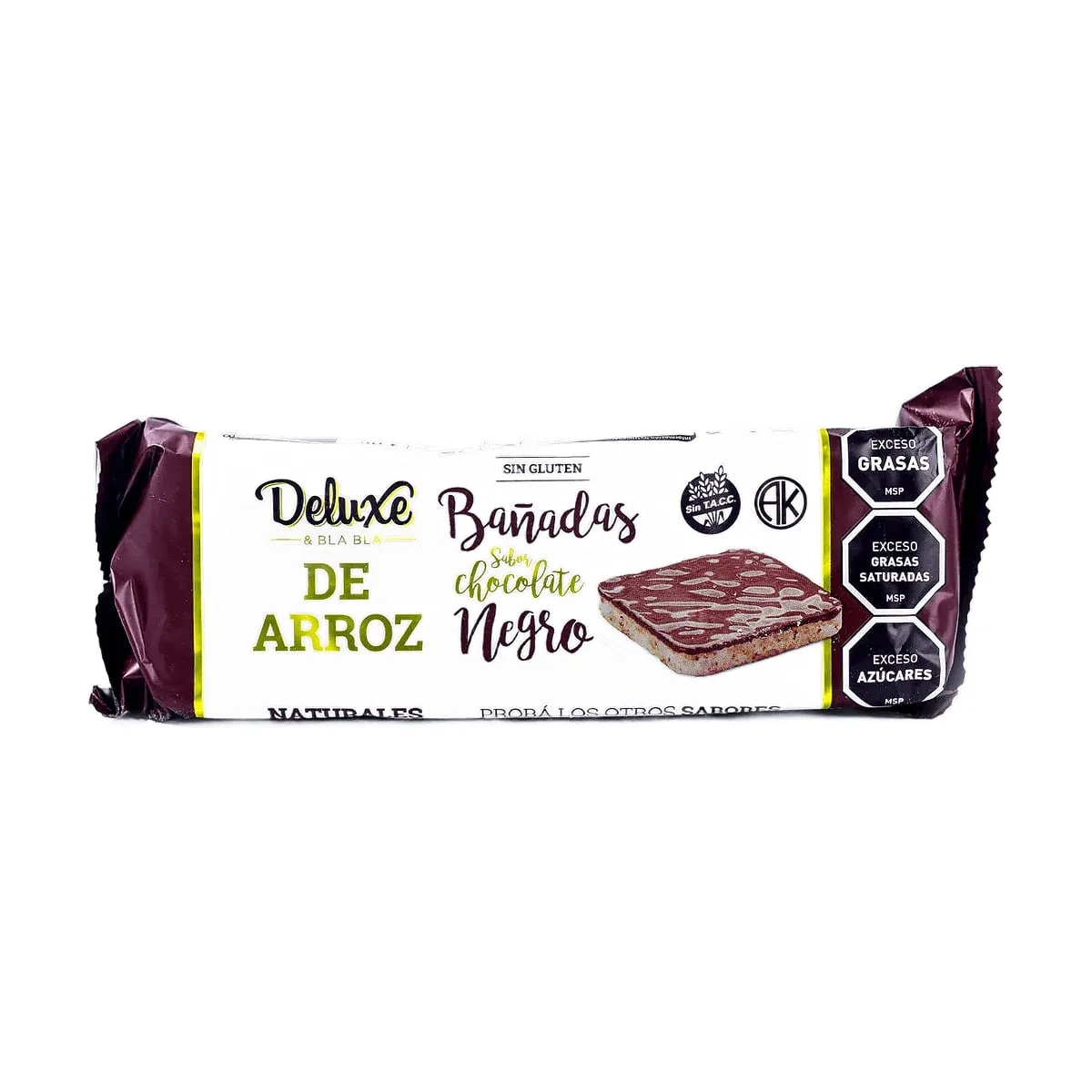 Deluxe - Galletitas de arroz bañadas sabor chocolate negro x 115 gr