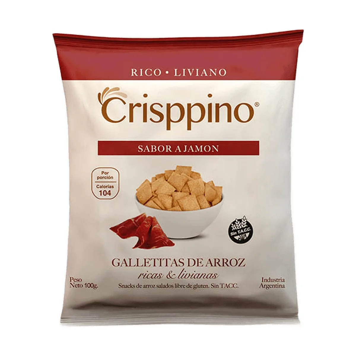 Crisppino - Galletitas de arroz sabor jamón x 100 gr
