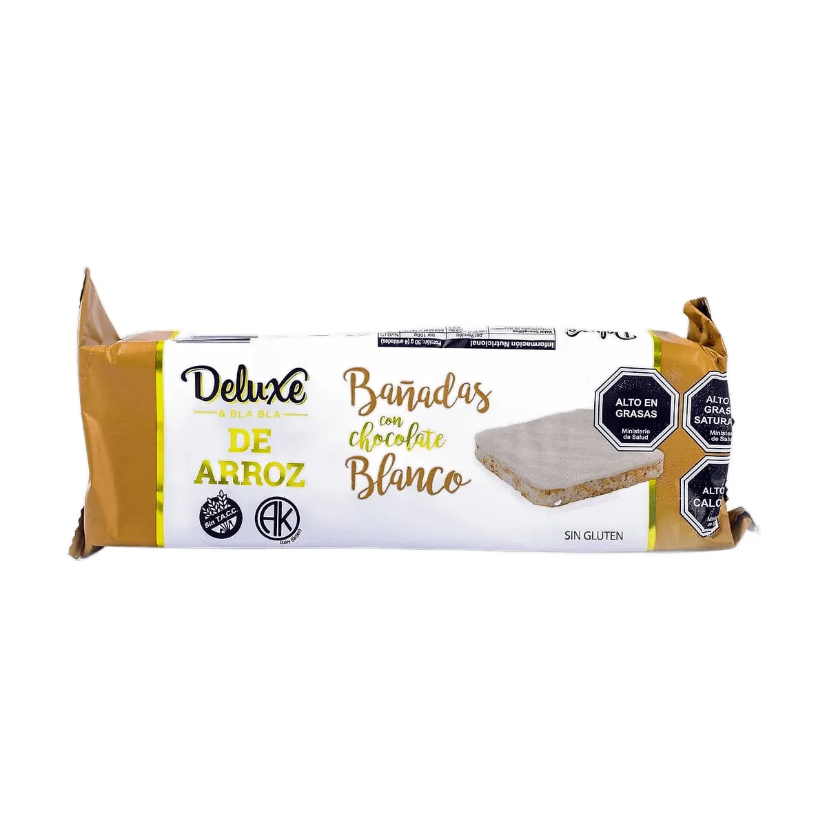 Deluxe - Galletitas de arroz bañadas sabor chocolate blanco x 115 gr