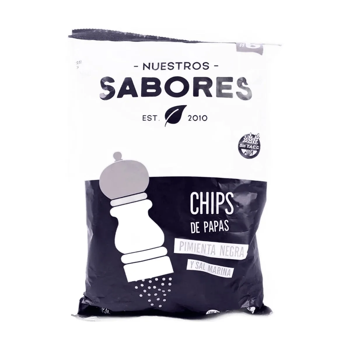 Nuestros Sabores - Chips de papas, pimienta negra y sal marina x 80 gr