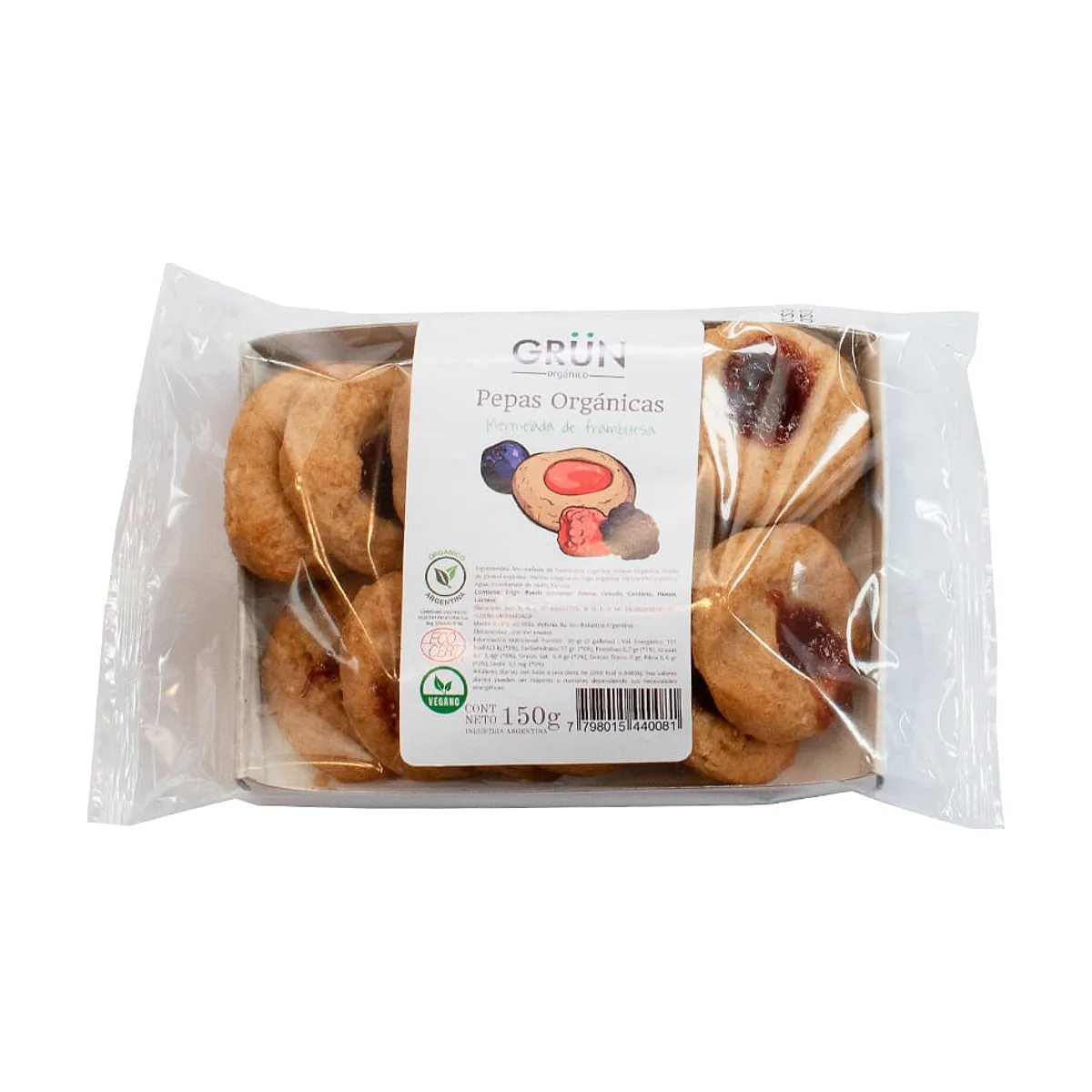 Grun - Pepas con mermelada de frambuesa x 150 gr