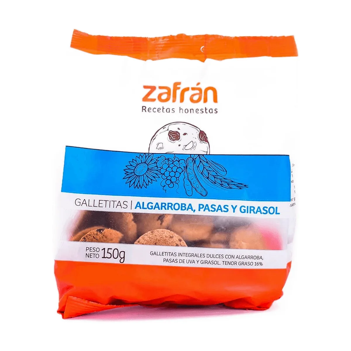 Zafran - Galletitas de algarroba, pasas y girasol x 150 gr
