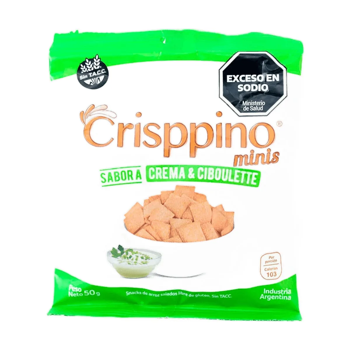 Crisppino - Galletitas de arroz sabor crema y ciboulette x 50 gr