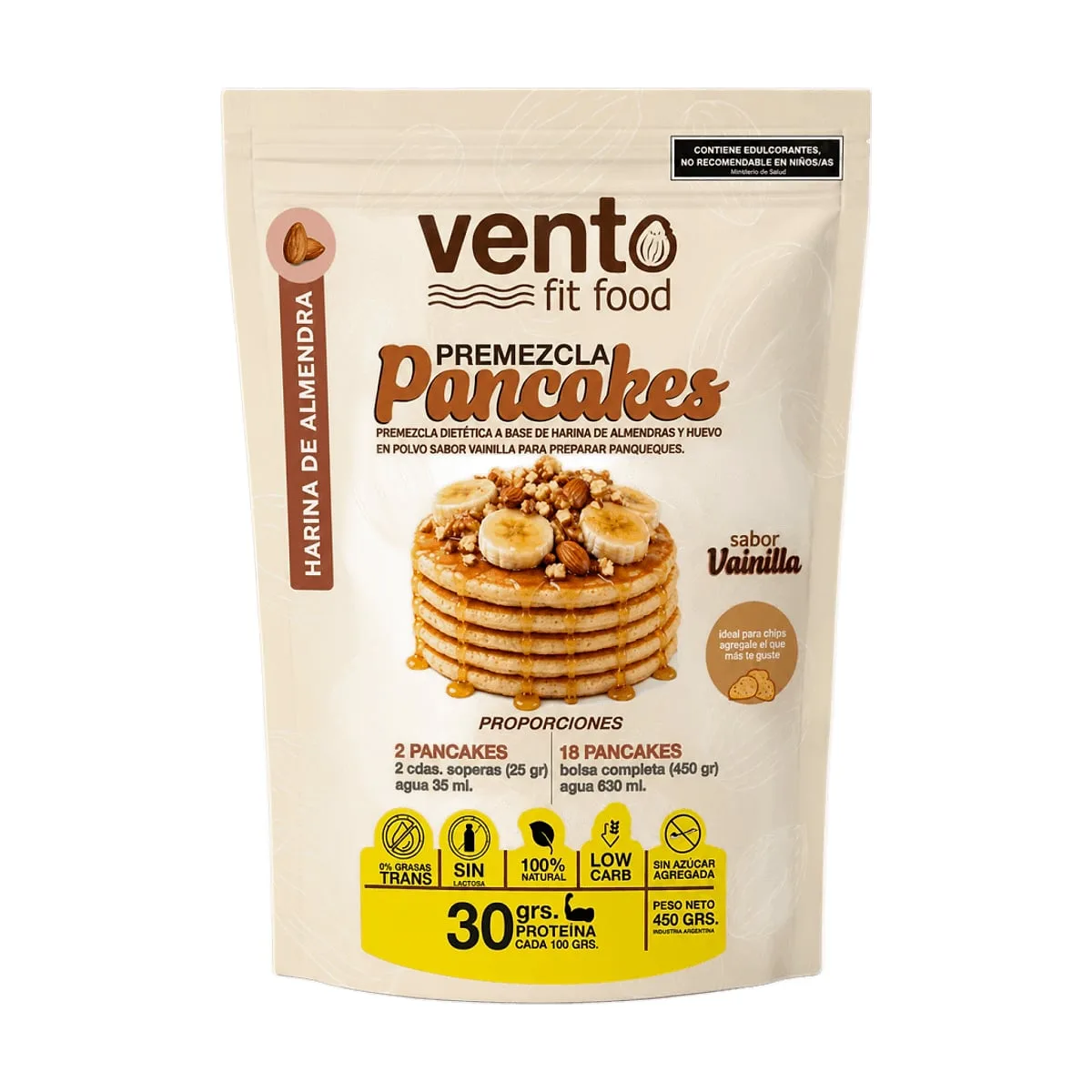 Vento - Premezcla para pancakes proteicos con harina de arroz salado x 450 gr