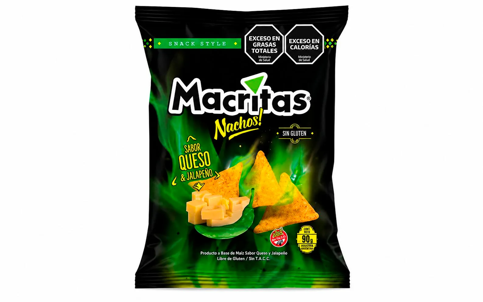 Macritas - Nachos sabor queso y jalapeño x 70 gr