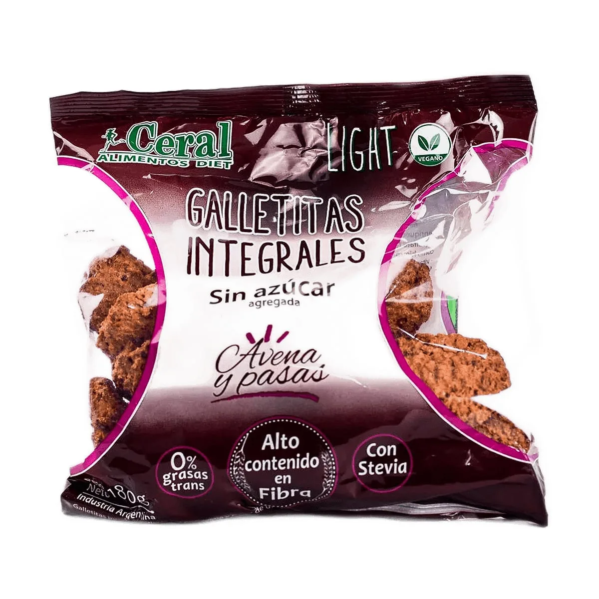 Ceral - Galletitas integrales sin azúcar con avena y pasas x 180 gr